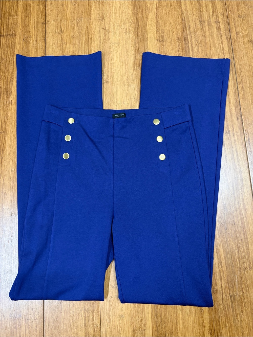Ann Taylor Purple Flare High-Rise Pants with Gold Buttons size Small